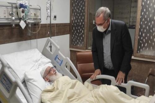 عیادت وزیر بهداشت از آیت الله العظمی نوری همدانی